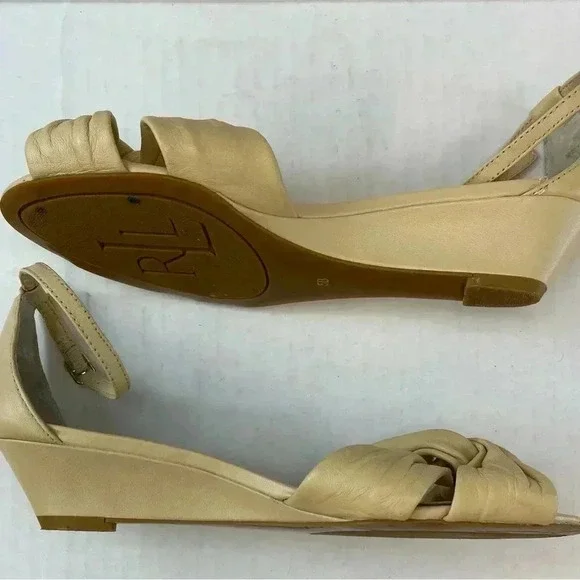 Ralph Lauren Cream color wedge sandals size 5B - Picture 7 of 11